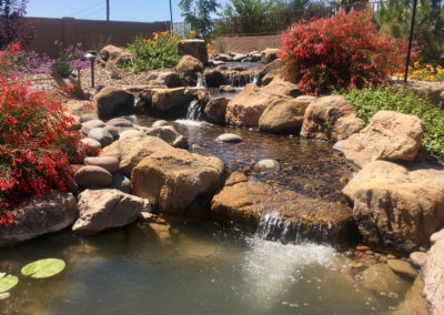 Pondless Waterfall with Rocks, Plants and Lighting