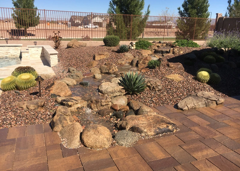 Pondless Waterfall in Backyard